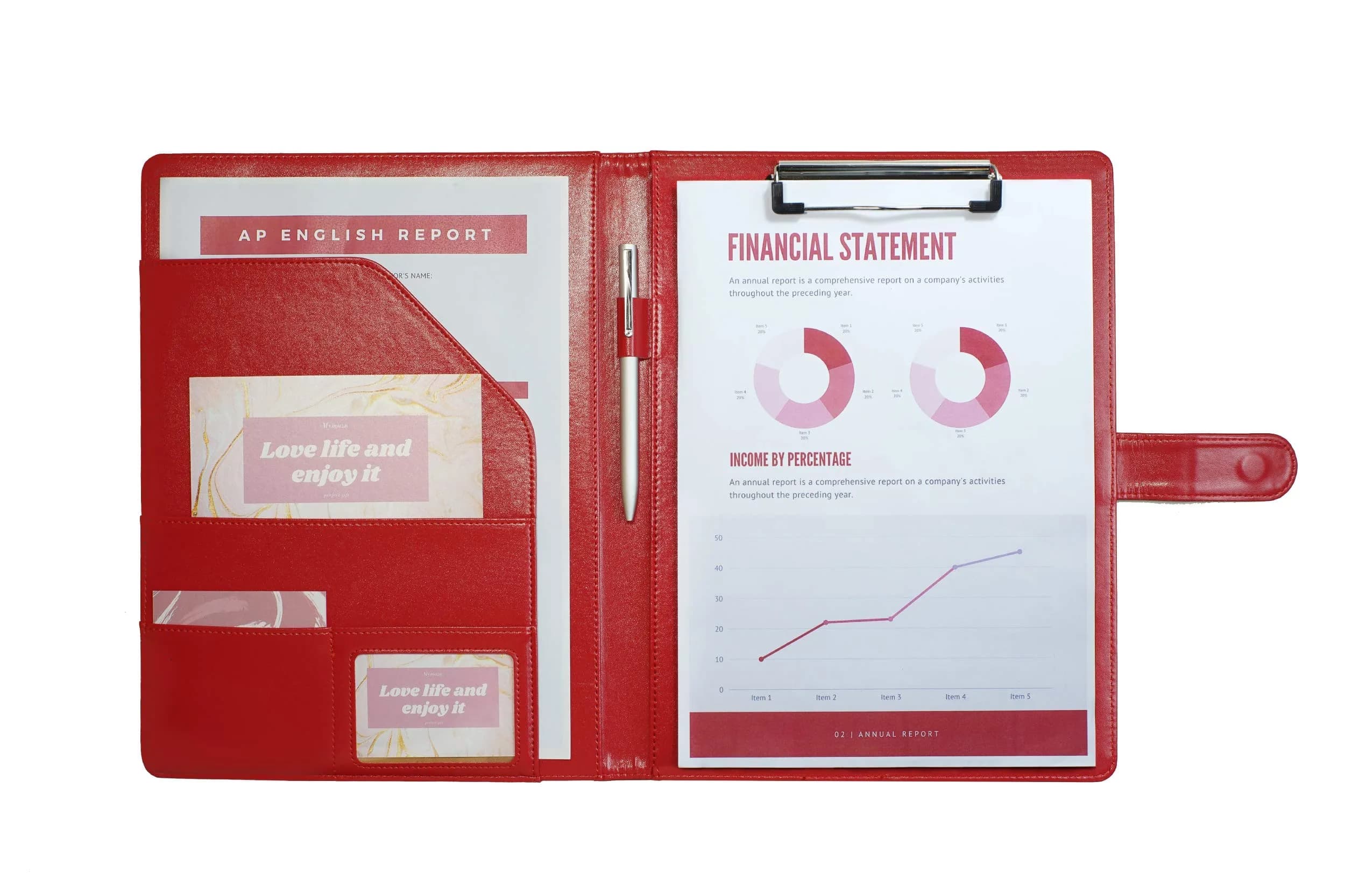 Mymazn Padfolio Clipboard Folder Portfolio with Cover for Legal Pad Holder Letter Size A4 Writing Pad (Red) - view 8