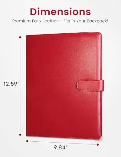 Mymazn Padfolio Clipboard Folder Portfolio with Cover for Legal Pad Holder Letter Size A4 Writing Pad (Red) thumbnail 2