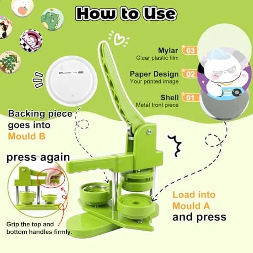 MK.Bear Button Maker Machine 58mm | DIY Badge Pin Maker with Supplies & Circle Cutter thumbnail 3