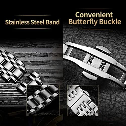 A ALPS Automatic Mechanical Watch for Men, 41mm Stainless Steel Skeleton Dial, 30M Water Resistant | Luxury Self-Winding Wristwatch thumbnail 8
