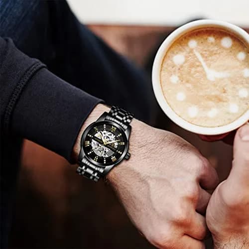 A ALPS Automatic Mechanical Watch for Men, 41mm Stainless Steel Skeleton Dial, 30M Water Resistant | Luxury Self-Winding Wristwatch thumbnail 3