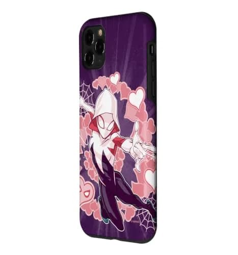 Marvel Spider-Man Into the Spider-Verse Gwen Stacy Hearts Case for iPhone 11 Pro | Heart Ring Design, Shock-Absorbent TPU & Polycarbonate, Pink thumbnail 2