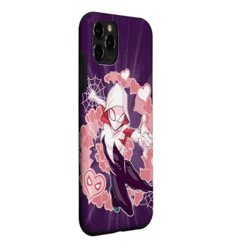 Marvel Spider-Man Into the Spider-Verse Gwen Stacy Hearts Case for iPhone 11 Pro | Heart Ring Design, Shock-Absorbent TPU & Polycarbonate, Pink thumbnail 3