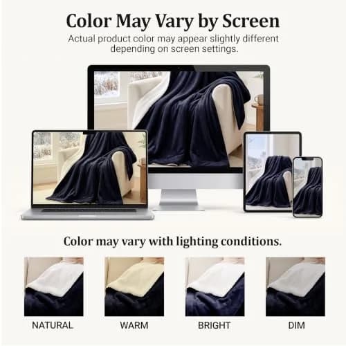 IR Imperial Rooms Twin Sherpa Blanket 60x80" Navy | Reversible Cozy Warmth for Year-Round Use thumbnail 9