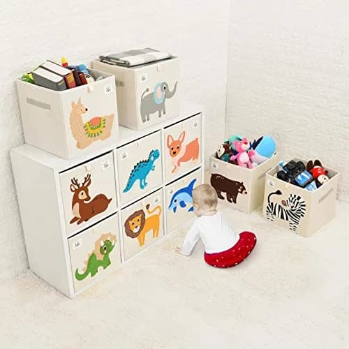 CLCROBD 13 Inch Animal Cube Storage Bins | Foldable Fabric Toy Box & Toy Chest for Nursery & Playroom thumbnail 6