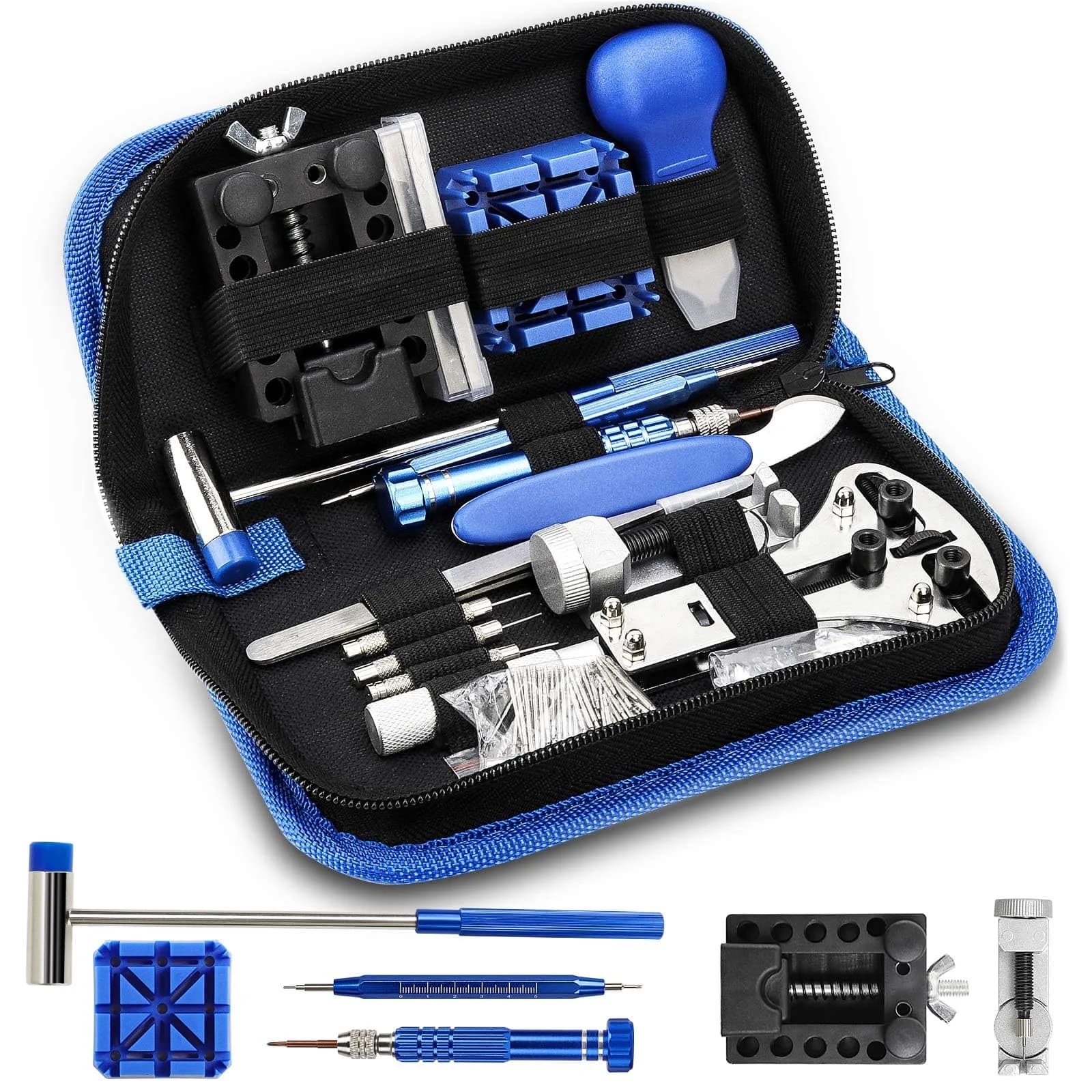 OneBom Watch Repair Kit Tool Set 188pcs | Professional Watch Band Link Opener Case Back Remover