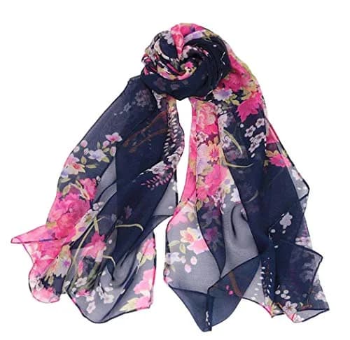 Acotavie Floral Pattern Scarf for Women Lightweight Polyester | Elegant Summer & Winter Accessory thumbnail 1
