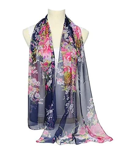 Acotavie Floral Pattern Scarf for Women Lightweight Polyester | Elegant Summer & Winter Accessory thumbnail 5