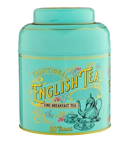 New English Teas Victorian Tea Tin with 80 Black Tea Bags | Vintage Victorian Design & Full-bodied Flavor (70-120 chars) thumbnail 1