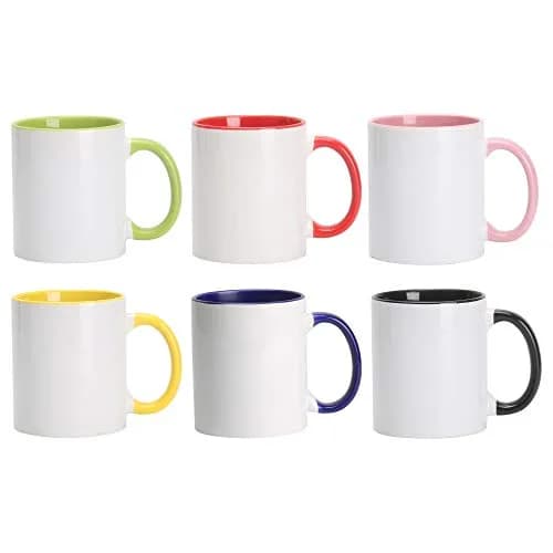 Home VSS 11oz White Ceramic Sublimation Coffee Mug | Solid Colors Inside & Handle, Case of 6 thumbnail 1