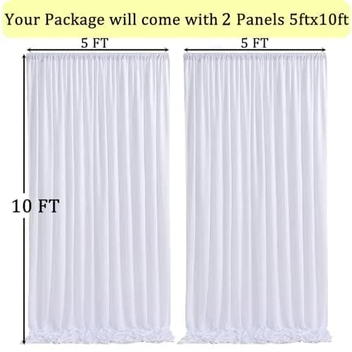 NSSONBEN 10x10 ft Wrinkle Free White Backdrop Curtains for Parties, Polyester Photo Backdrop Drapes 2 Panels 5x10ft for Wedding Birthday Party Photography Background Indoor Outdoor thumbnail 6