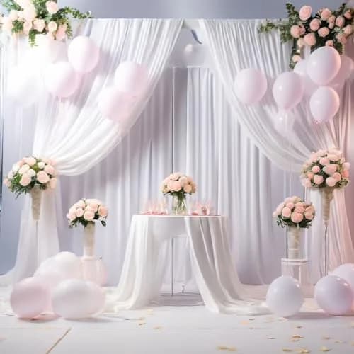 NSSONBEN 10x10 ft Wrinkle Free White Backdrop Curtains for Parties, Polyester Photo Backdrop Drapes 2 Panels 5x10ft for Wedding Birthday Party Photography Background Indoor Outdoor thumbnail 9