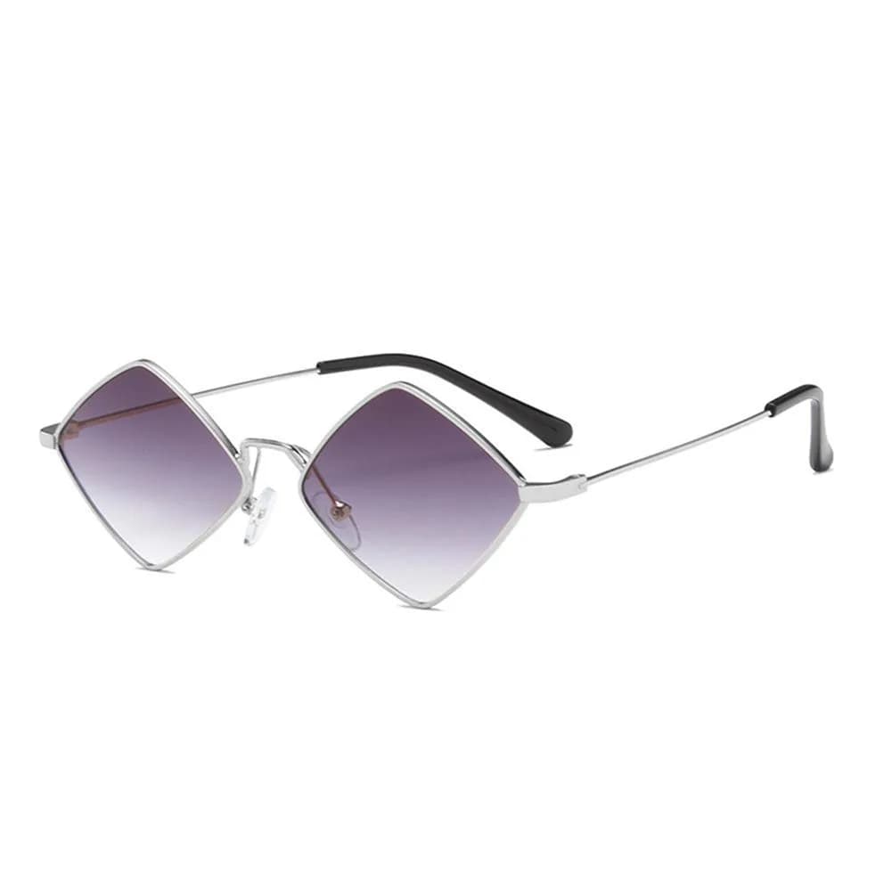 ENTHYI Diamond Shape Punk Sunglasses for Men & Women | 56mm (2.20") Lens Width — Black/Silver