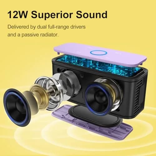DOSS SoundBox Touch Portable Wireless Bluetooth Speaker with 12W HD Sound & Rich Bass, Purple | 20-Hour Playtime thumbnail 2