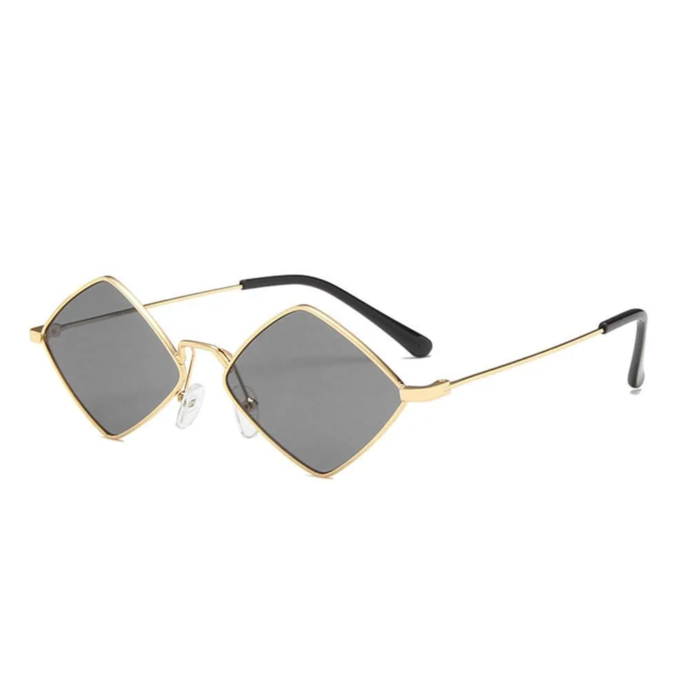 ENTHYI Diamond Shape Sunglasses for Men/Women Metal Quadrilateral Frame Shades UV Protection (Green) | Polarized — Black