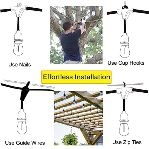 Meidaoduo Outdoor String Lights LED 100FT with 32 Dimmable Shatterproof Bulbs | Heavy-Duty Waterproof Patio Lights thumbnail 7
