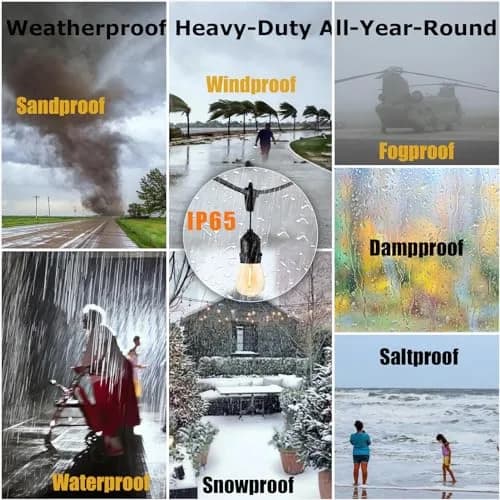 Meidaoduo Outdoor String Lights LED 100FT with 32 Dimmable Shatterproof Bulbs | Heavy-Duty Waterproof Patio Lights thumbnail 3