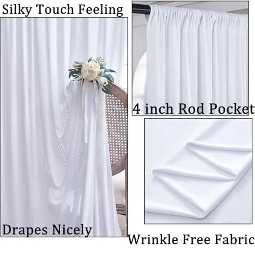 NSSONBEN Backdrop Curtains 10ftx7ft | Wrinkle-Free Polyester for Photography & Parties thumbnail 3