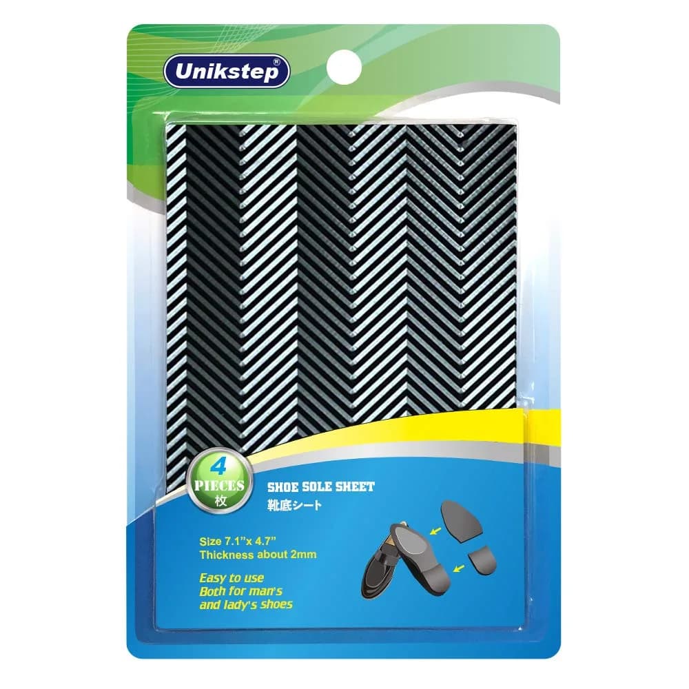 UNIKSTEP Shoe Sole Repair Rubber Sheets 7.1x4.7 Inches | Anti Slip & Noise Reduction, 2 Pairs — Black