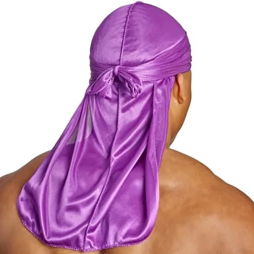 ShyneDurags Silky Durag - Purple | Perfect for Waves, Braids & Locs | Premium Silk Headwrap for Men & Women thumbnail 2