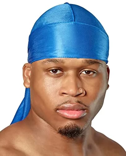 ShyneDurags Silky Durag - Blue | Perfect for Waves, Braids & Locs | Premium Silk Du Rags for Men & Women thumbnail 1