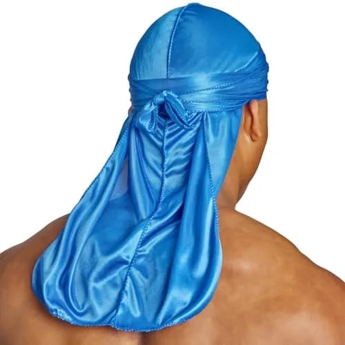 ShyneDurags Silky Durag - Blue | Perfect for Waves, Braids & Locs | Premium Silk Du Rags for Men & Women thumbnail 2