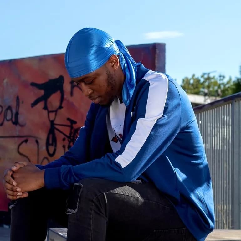 ShyneDurags Silky Durag - Blue | Perfect for Waves, Braids & Locs | Premium Silk Du Rags for Men & Women thumbnail 3