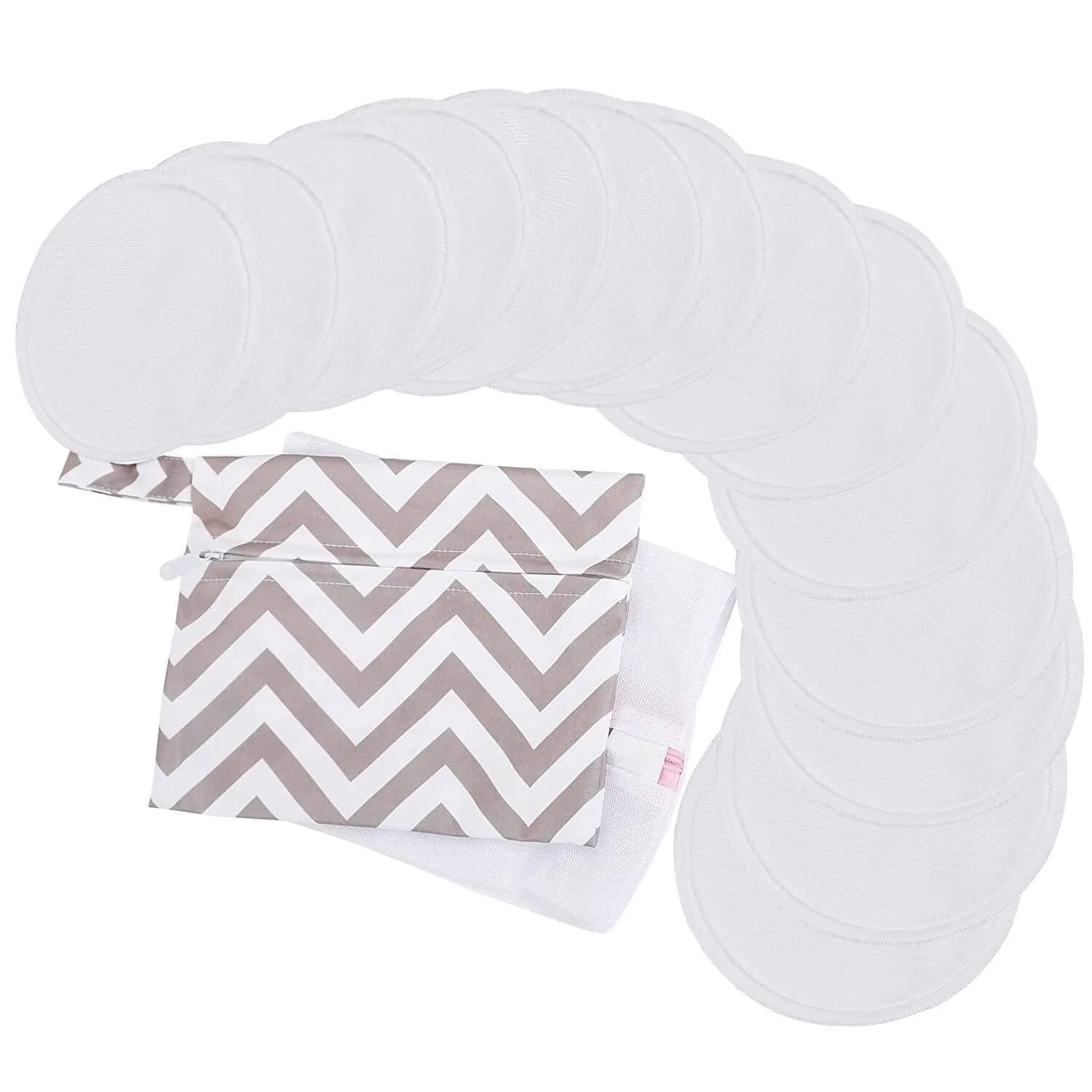 KeaBabies Reusable Nursing Pads (14-Pack, X-Large 5.5") | Ultra-Soft Bamboo Viscose Breast Pads in White for Leaking Milk - main product image