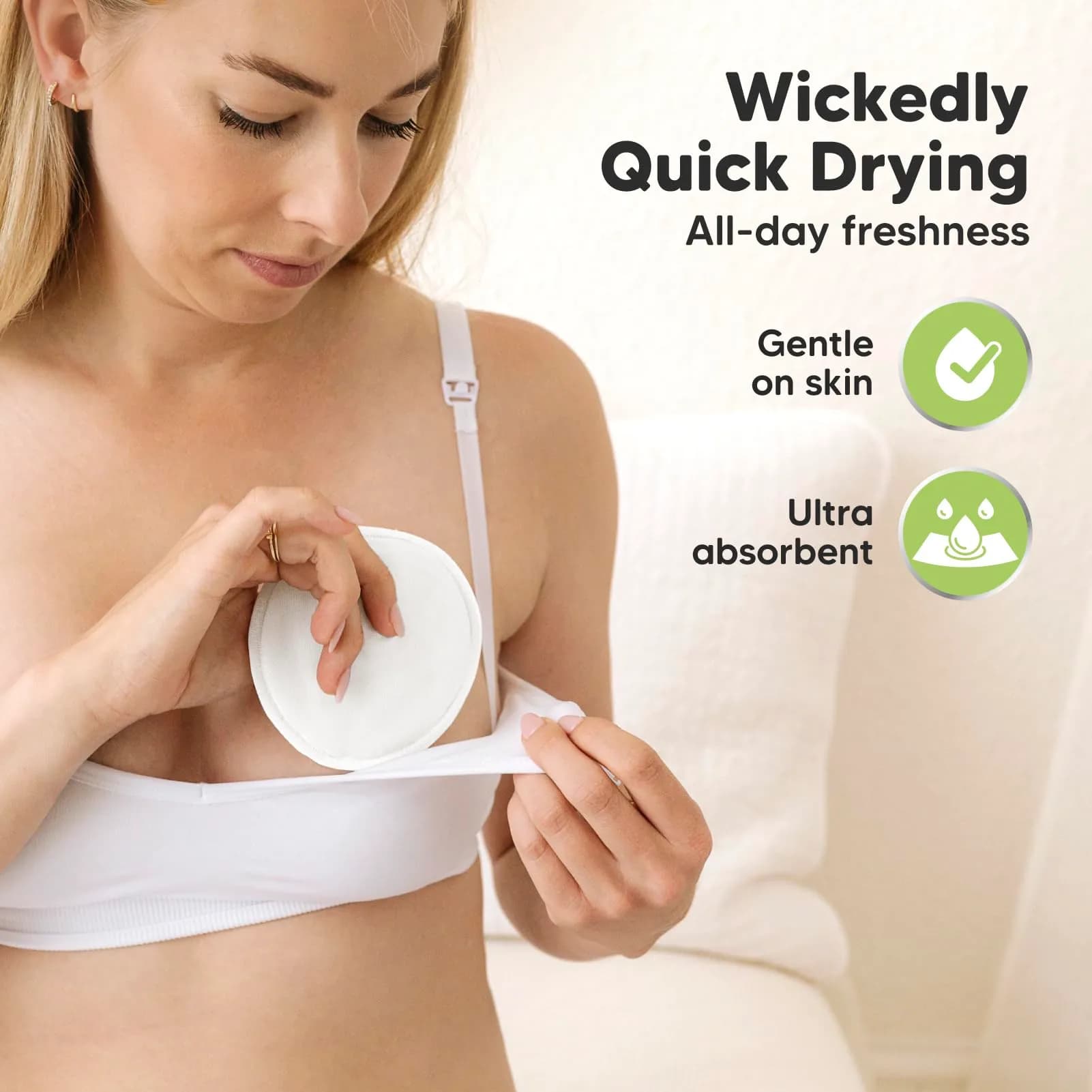 KeaBabies Reusable Nursing Pads (14-Pack, X-Large 5.5") | Ultra-Soft Bamboo Viscose Breast Pads in White for Leaking Milk - view 5