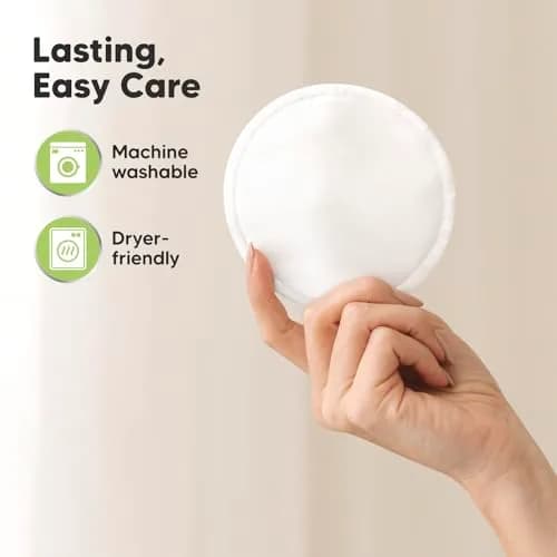 KeaBabies Reusable Nursing Pads for Breastfeeding (Soft White, 14-Pack, 14cm) thumbnail 6