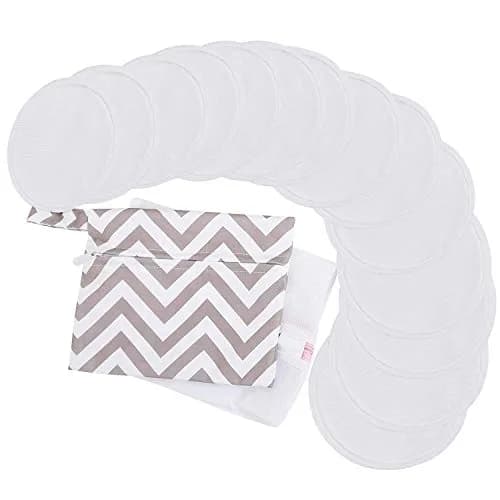 KeaBabies Reusable Nursing Pads for Breastfeeding (Soft White, 14-Pack, 14cm) thumbnail 1