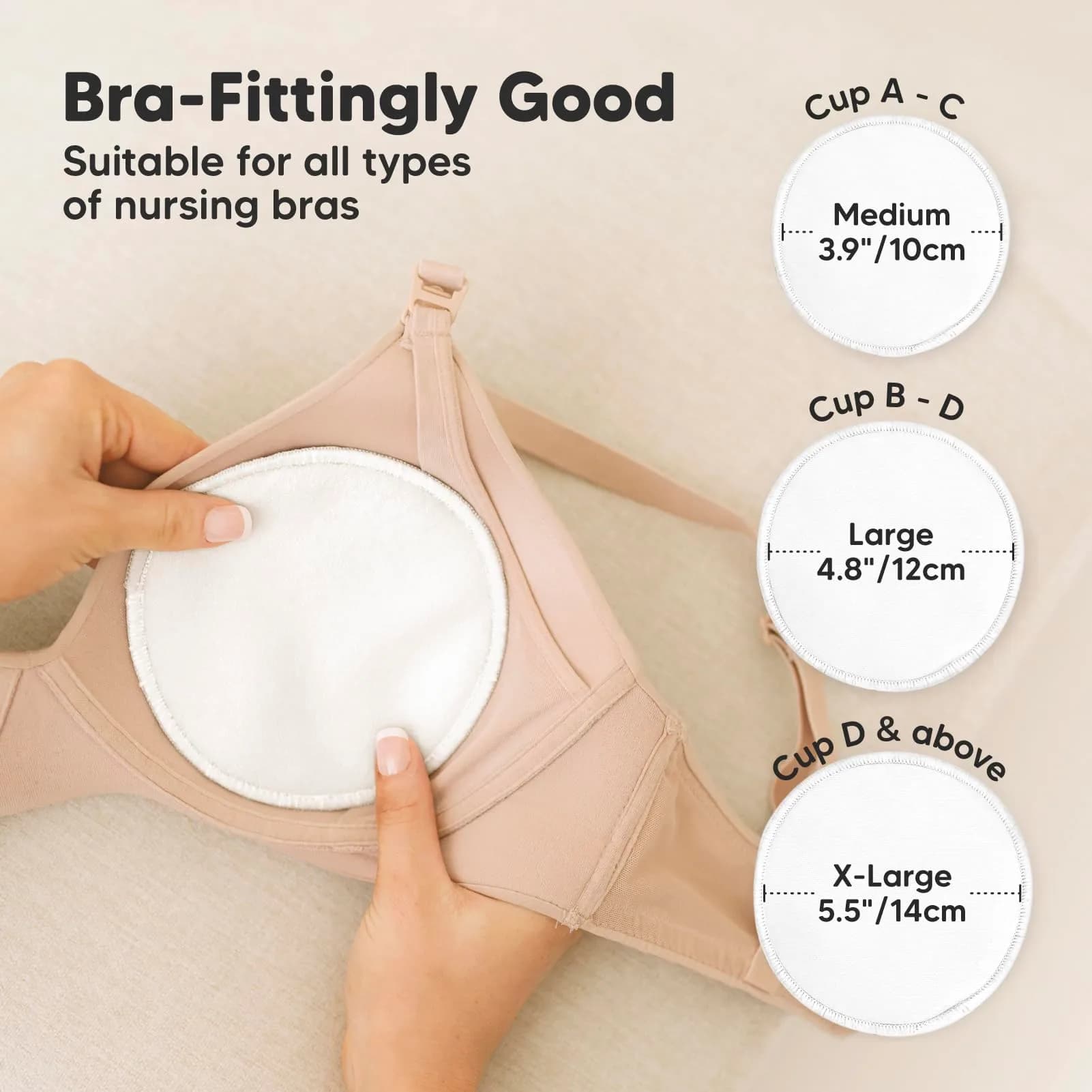 KeaBabies Reusable Nursing Pads (14-Pack, X-Large 5.5") | Ultra-Soft Bamboo Viscose Breast Pads in White for Leaking Milk - view 3