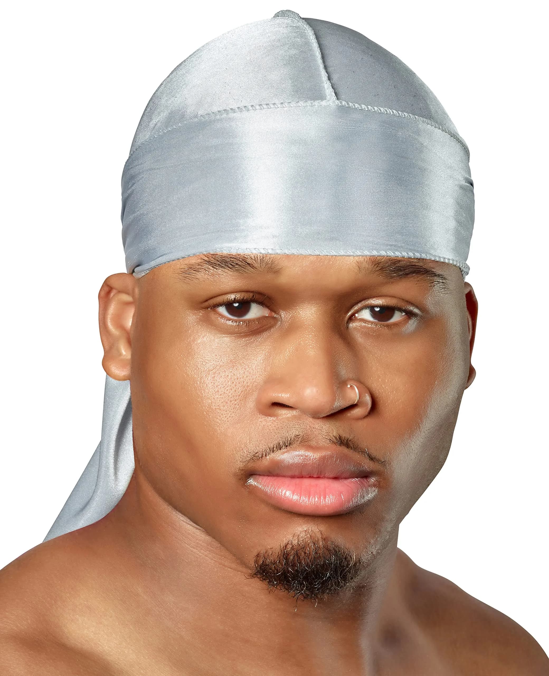 ShyneDurags Silky Durag - Silver | Perfect for Waves, Braids & Locs | Premium Silk Du Rags for Men & Women | Wide & Long Tail | Ultra-Soft & Wrinkle Free Satin