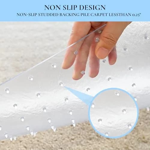 HOMEK 48" x 36" Clear Office Chair Mat for Low Pile Carpet | Heavy Duty PVC Floor Protector thumbnail 4