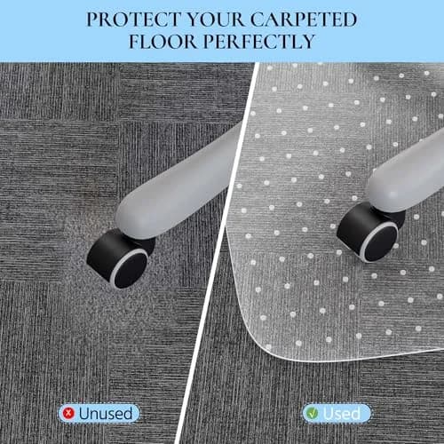 HOMEK Office Chair Mat for Carpet 53" x 45" | Low Pile Carpet Protector, Clear, Non-Toxic thumbnail 2