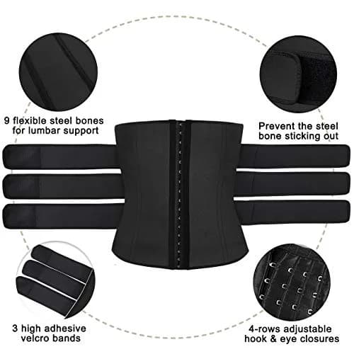Hidyliu Mens Neoprene Sauna Sweat Waist Trainer with 3 Belts & 4 Hook Rows, XL Black | Supports Posture & Burns Belly Fat thumbnail 4