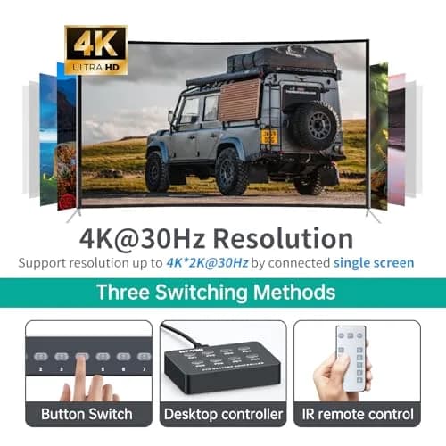 MT-VIKI 8 Port KVM Switch HDMI 4K@30Hz | Rack Mount, IR Remote, Desktop Controller, 8 Cables Included thumbnail 4