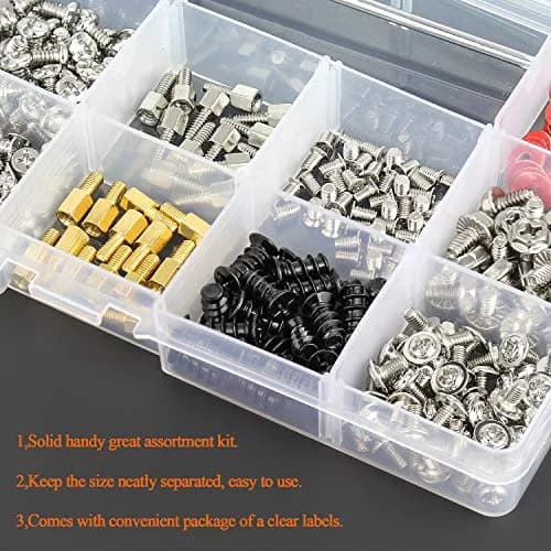 HELIFOUNER Computer Screw Assortment Kit 421 Pieces | Rust-Resistant Brass & Steel with Screwdriver thumbnail 5