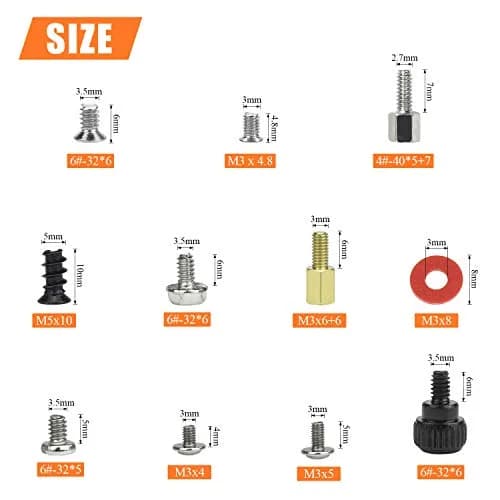 HELIFOUNER Computer Screw Assortment Kit 421 Pieces | Rust-Resistant Brass & Steel with Screwdriver thumbnail 3