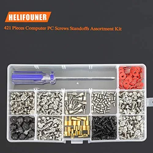HELIFOUNER Computer Screw Assortment Kit 421 Pieces | Rust-Resistant Brass & Steel with Screwdriver thumbnail 4