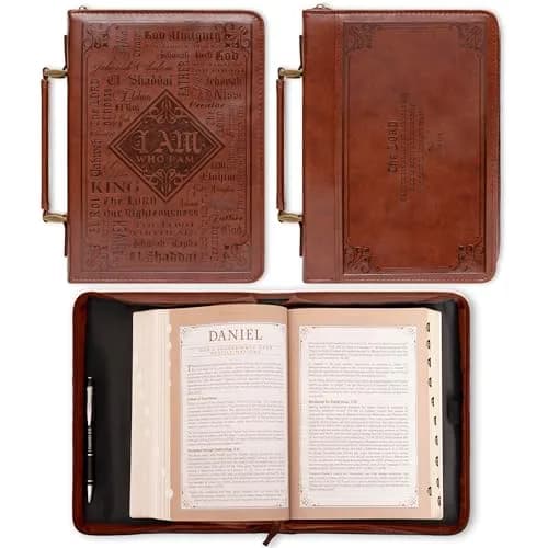 Christian Art Gifts Names of God Faux Leather Bible Cover for Men, Extra Large | Scripture Verse Exodus 34:6 thumbnail 2