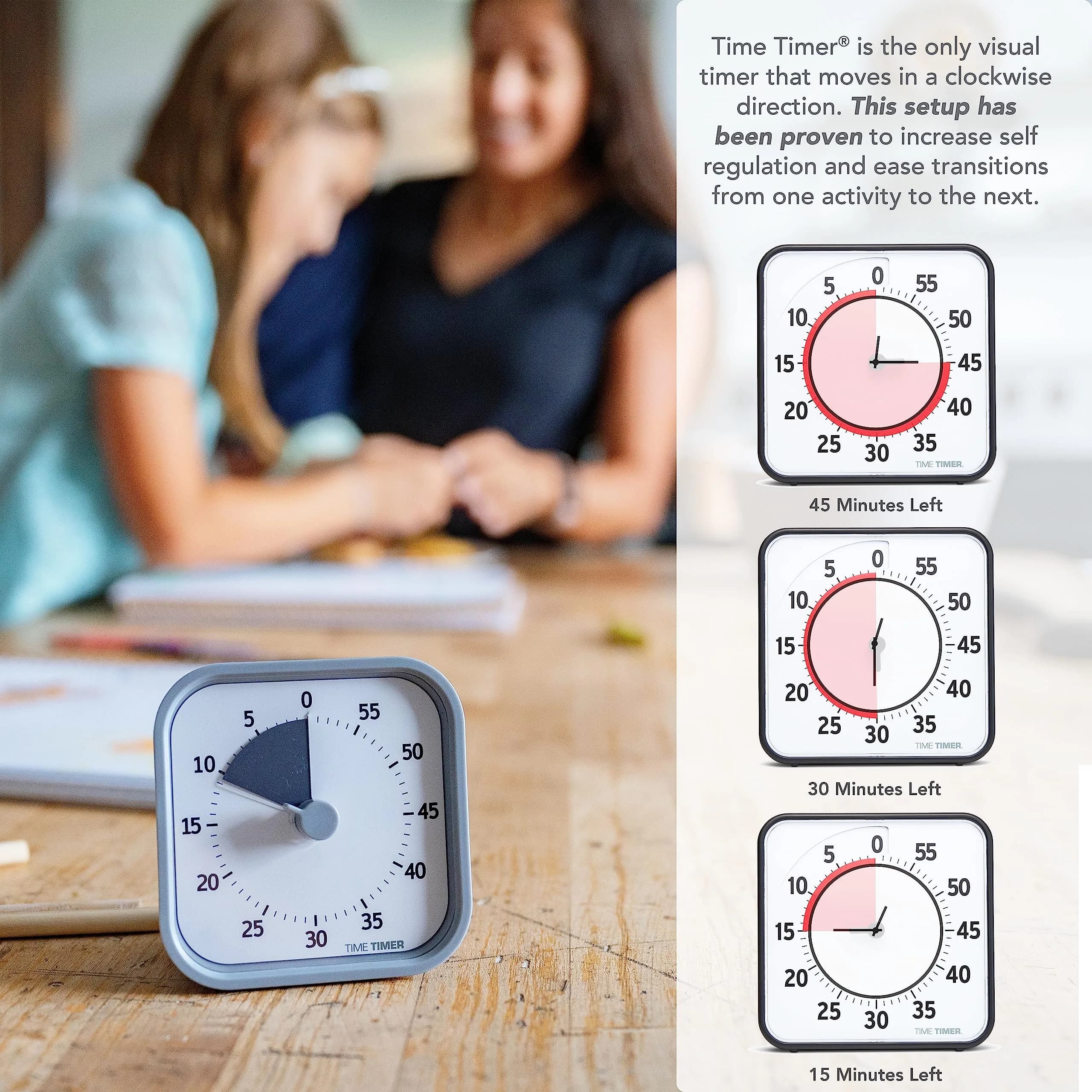 Time Timer MOD 60-Minute Visual Timer, Home Edition, Pale Shale | Silent Operation, Study Tool for Homeschool and Office Use - view 5