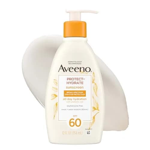 Aveeno Protect + Hydrate SPF 60 Sunscreen Lotion for Face & Body, 12 Fl Oz | Prebiotic Oat, Water-Resistant - main product image