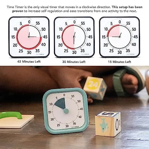 TIME TIMER Home MOD – 60-Minute Visual Timer Silent Operation for Kids & Adults, Stress-Free Time Management (Lake Day Blue) thumbnail 5