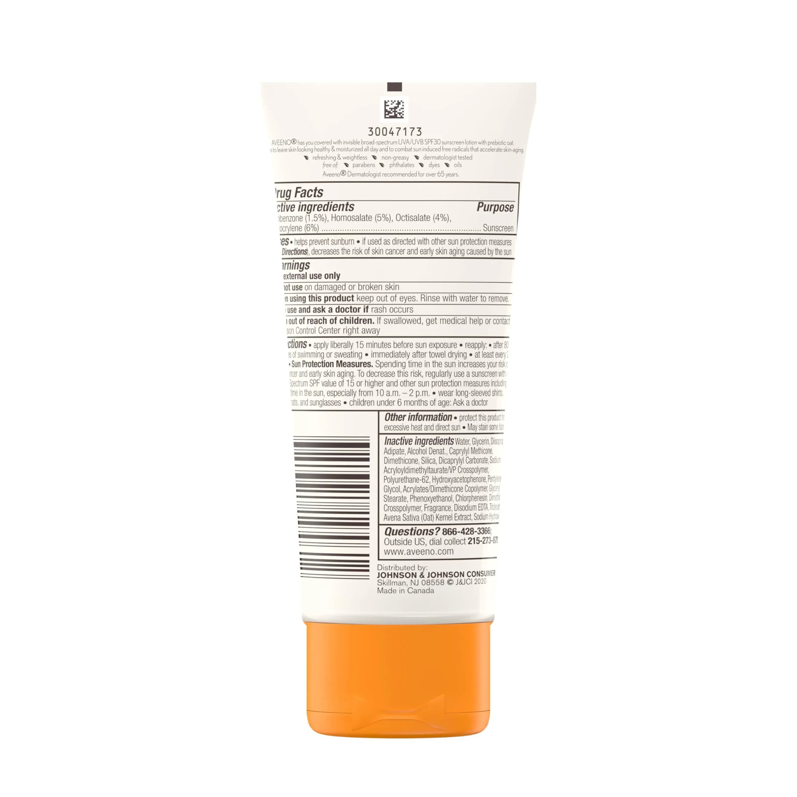 Aveeno Protect + Hydrate SPF 30 Sunscreen Lotion 89ml (3.0 Fl Oz) | Broad Spectrum Sun Protection for Full Body, Prebiotic Oat, Weightless, Sweat & Water-Resistant, Oxybenzone-Free - view 7
