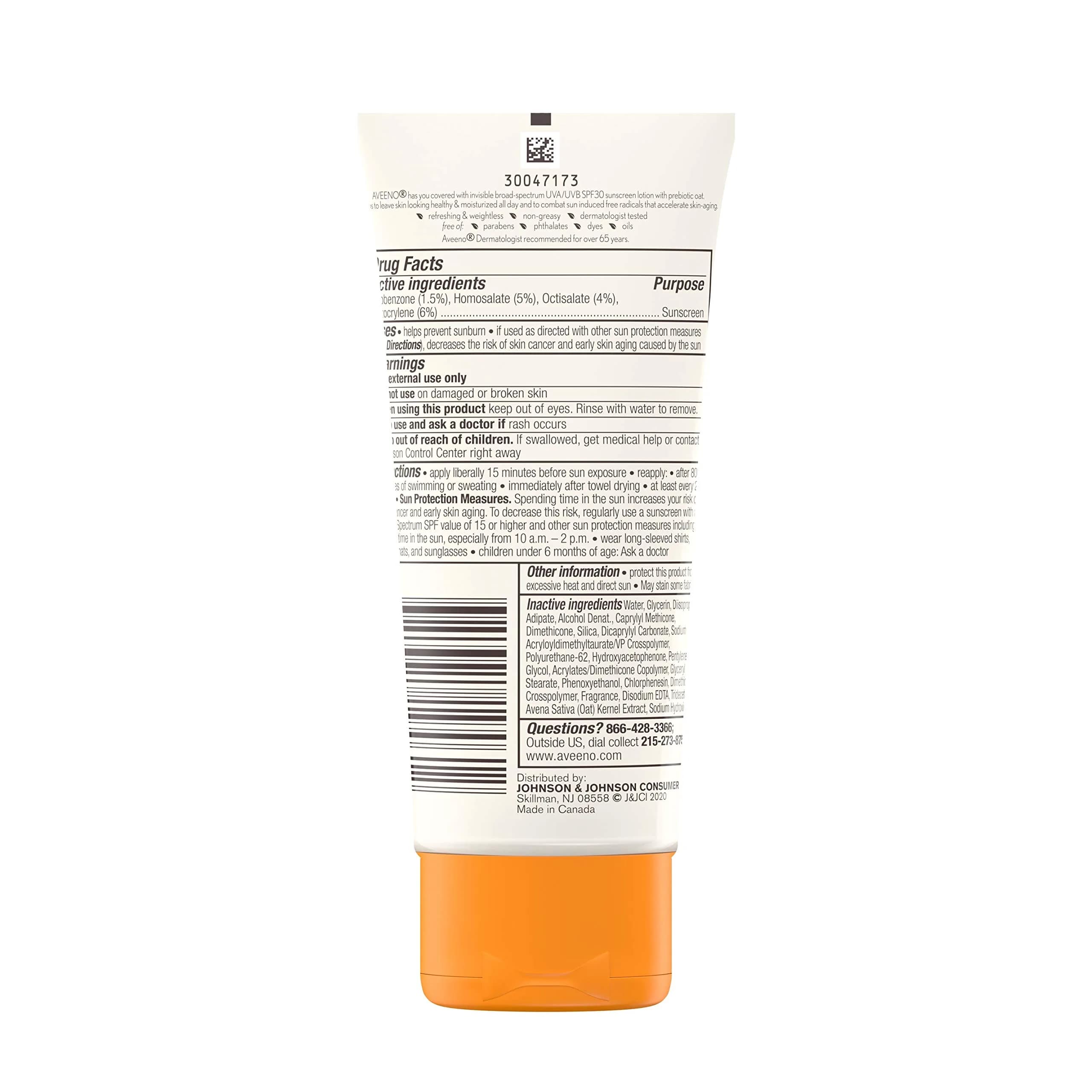 Aveeno Protect + Hydrate SPF 30 Sunscreen Lotion 89ml (3.0 Fl Oz) | Broad Spectrum Sun Protection for Full Body, Prebiotic Oat, Weightless, Sweat & Water-Resistant, Oxybenzone-Free - view 8