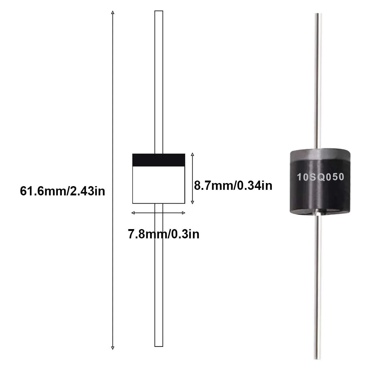 Tnisesm 10SQ050 Schottky Blocking Diode 50V 40 Pcs | Rectifier Diode Kit for Solar Panel - view 2
