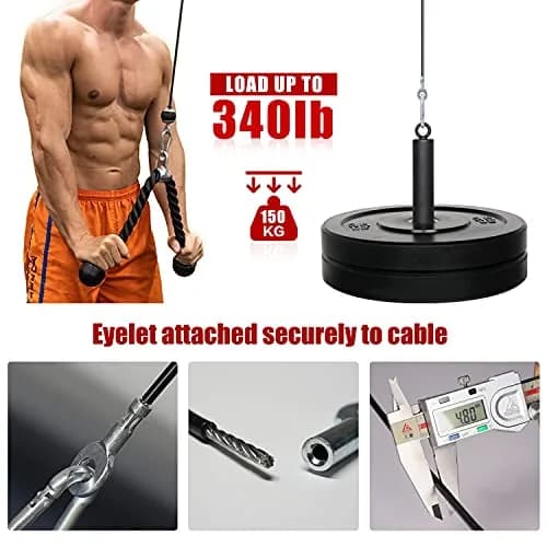 SYL Fitness Cable for DIY Home Garage Gym Cable Pulley System (Black: Type B, 88 in) | 340lb Capacity, Wear-Resistant Nylon thumbnail 3
