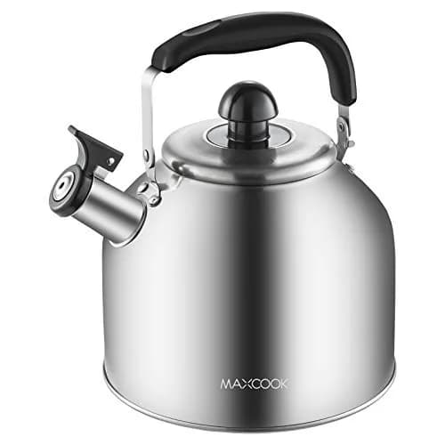 MAXCOOK 4.2 Quart/4L Stainless Steel Whistling Tea Kettle | Induction Compatible, Brushed Satin Finish thumbnail 1