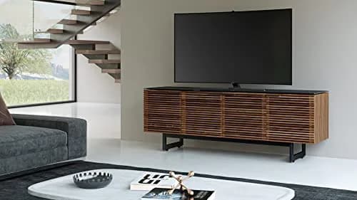 BDI Corridor 8179 Quad-Width Tall Media Cabinet, Natural Walnut | Modern TV Stand with Cable Management & Soft Glass Top thumbnail 5